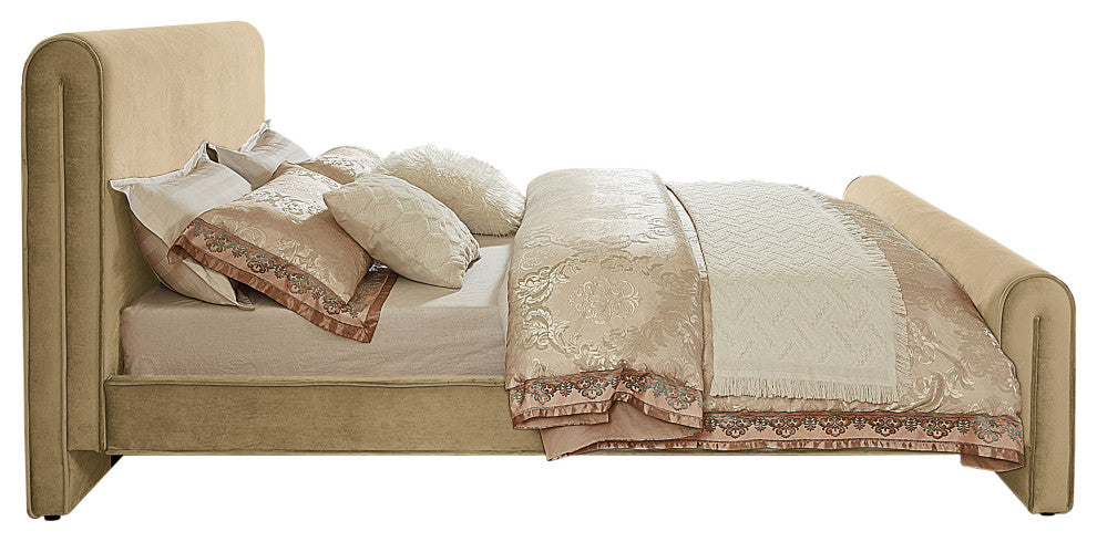 Sloan Black Velvet Full Bed, Camel, Full