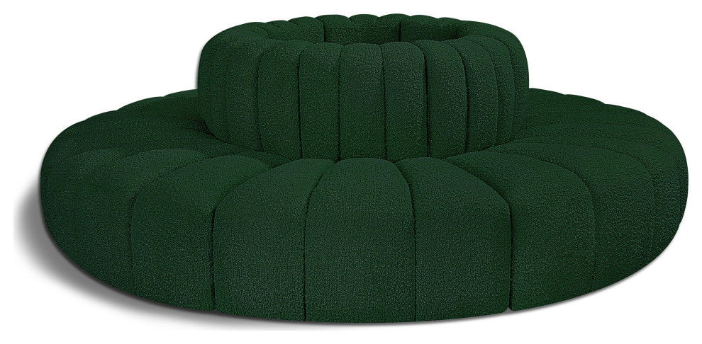 Arc Upholstered Outward Curved Modular Sectional, Green, 8-Piece: Reverse Corner (8), Boucle Fabric
