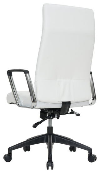 LeisureMod Hilton Modern High Back Leather Conference Office Chair, White