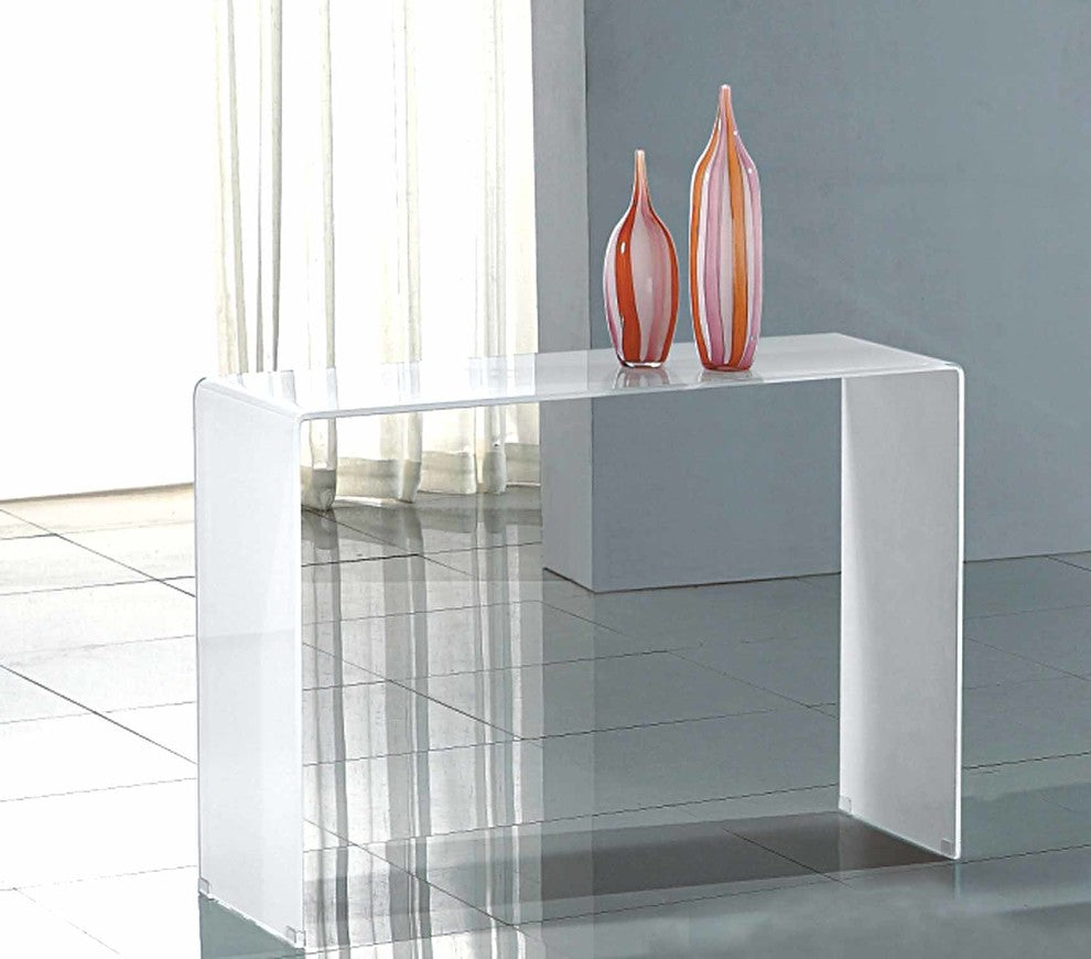 Creative Images International Glass Collection Bent Glass Console Table, White