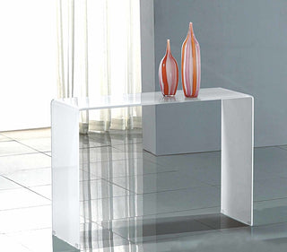 Creative Images International Glass Collection Bent Glass Console Table, White