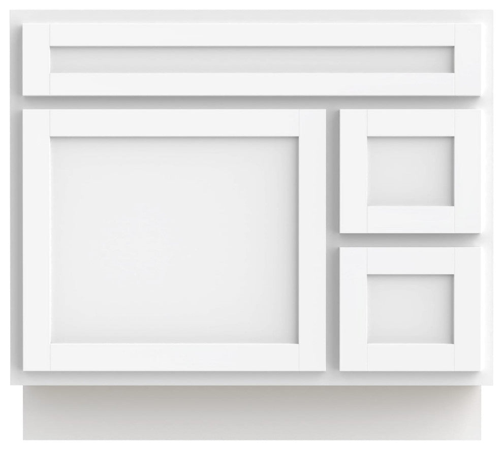 Vanity Art Vanity Base Cabinet, No Top, Drawers on Right, 36", White