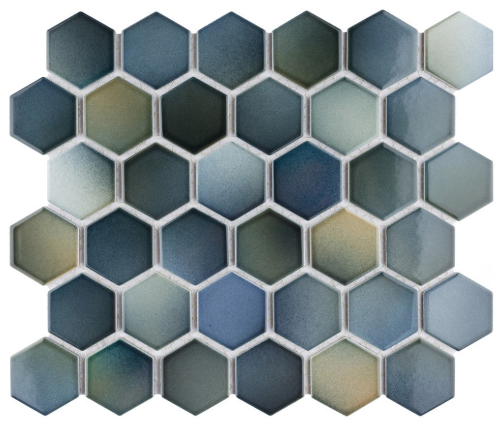 Hudson Due 2" Hex Atlantis Porcelain Floor and Wall Tile