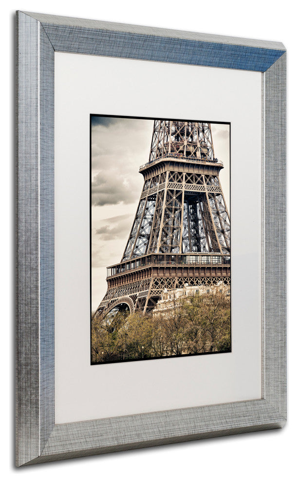 Philippe Hugonnard 'View of the Eiffel Tower', Silver Frame, White Mat, 14x11