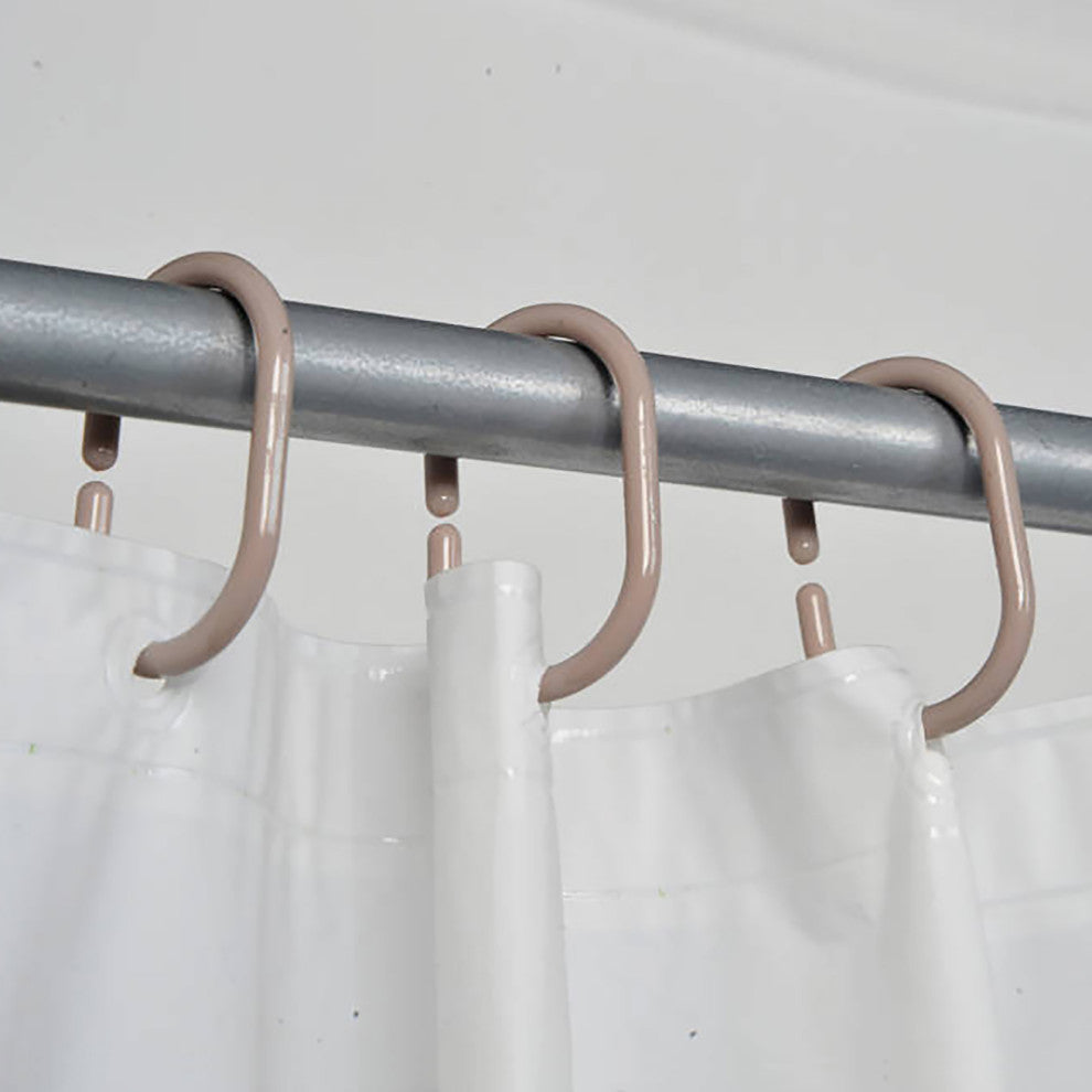 Shower Curtain Rings Plastic Hooks Solid or Clear Colors Set of 12, Solid Taupe