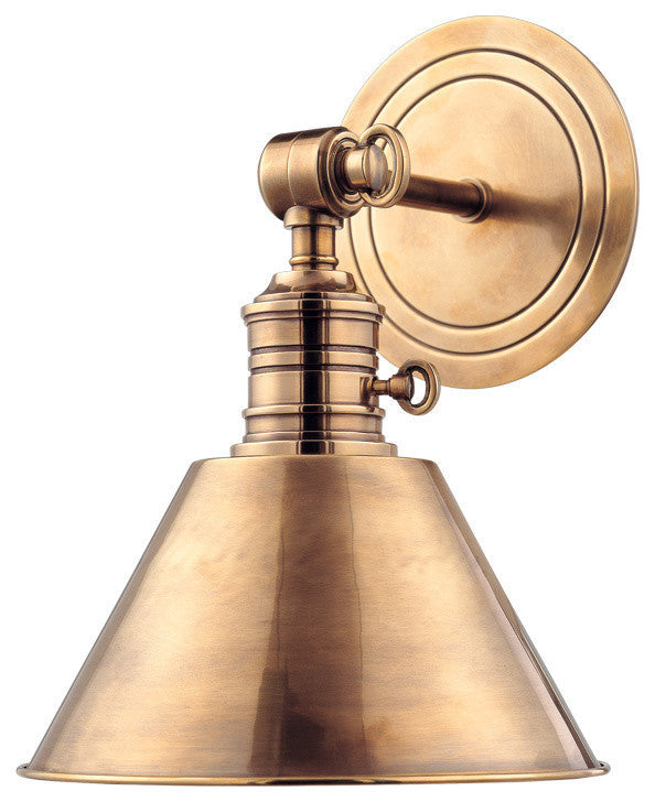 Garden City 1-Light Wall Sconce, Aged Brass, Metal