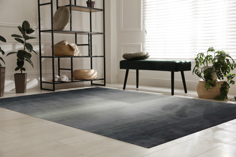 Handmade Wool Gray Transitional Stripe Horizon Rug, 5' X 8'
