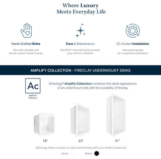 Eden Crisp White Fireclay 18" Single Bowl Undermount Kitchen Sink