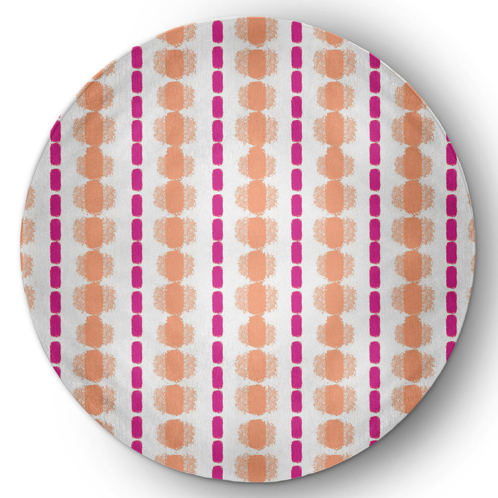 Watercolor Stripe Spring Chenille Rug, Orange-Orchid, 5' Round