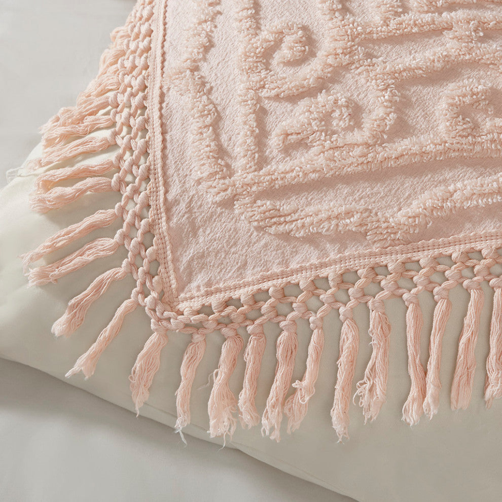 Madison Park Laetitia Tufted Cotton Chenille Medallion Fringe Coverlet Mini Set