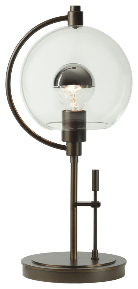 Pluto Table Lamp, Bronze Finish, Clear Glass