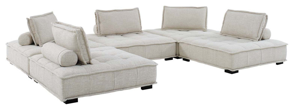 Saunter Tufted Fabric Fabric 5-Piece Sectional Sofa Beige