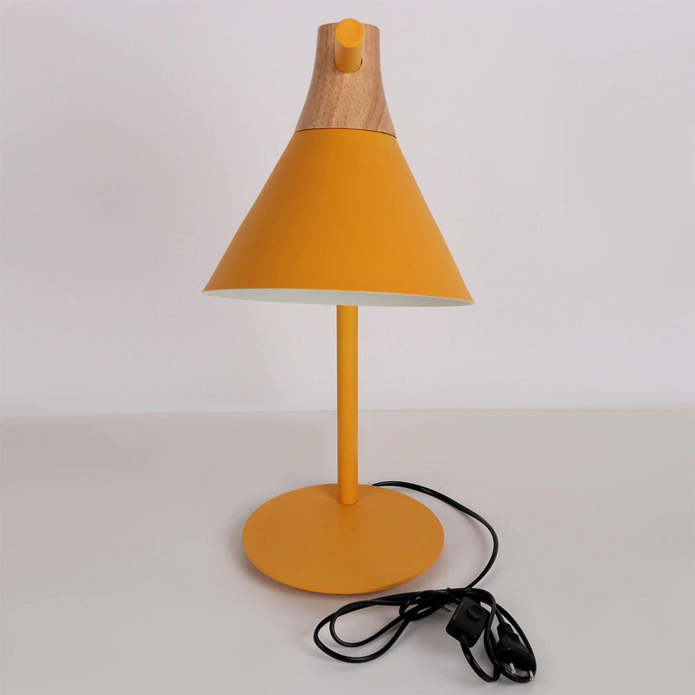Modern simple iron wood desk lamp for study, bedroom, parlor, bookstore, hotel, Y