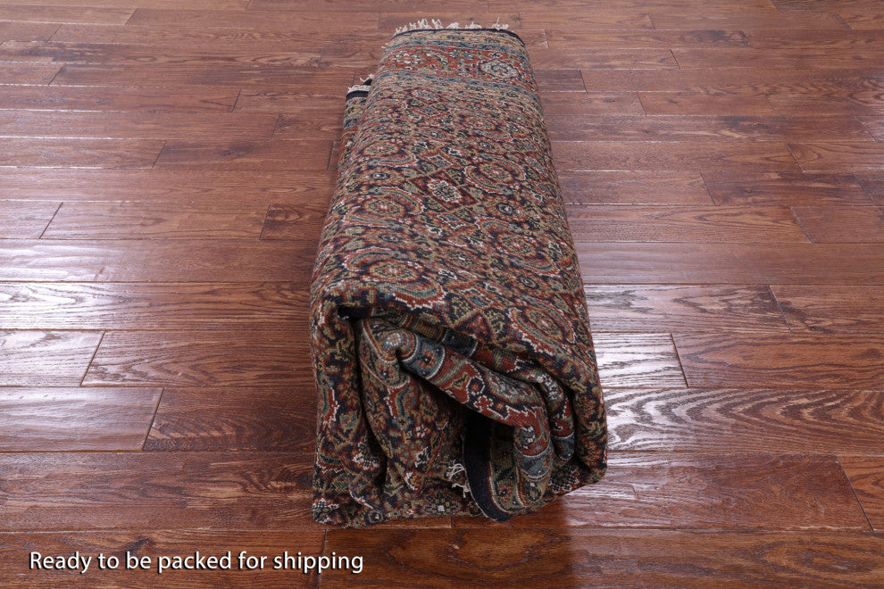 9' Round Persian Hill Herati Handmade Wool Rug - Q13173