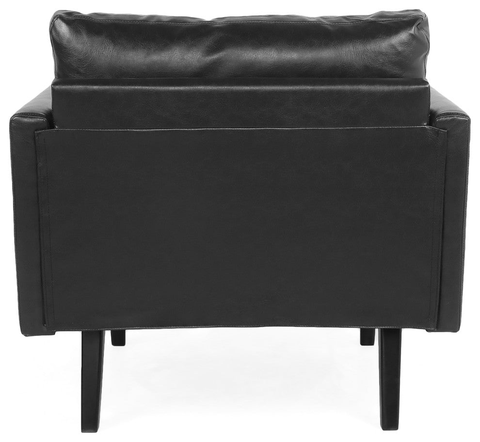 Dowd Mid Century Modern Faux Leather Club Chair, Midnight/Dark Brown