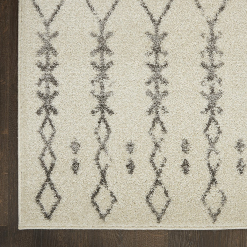 8" x 10" Ivory and Gray Geometric Area Rug