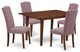 5Pc Dining Set, Rectangle Table, Butterfly Leaf, Four Chairs, Mahogany