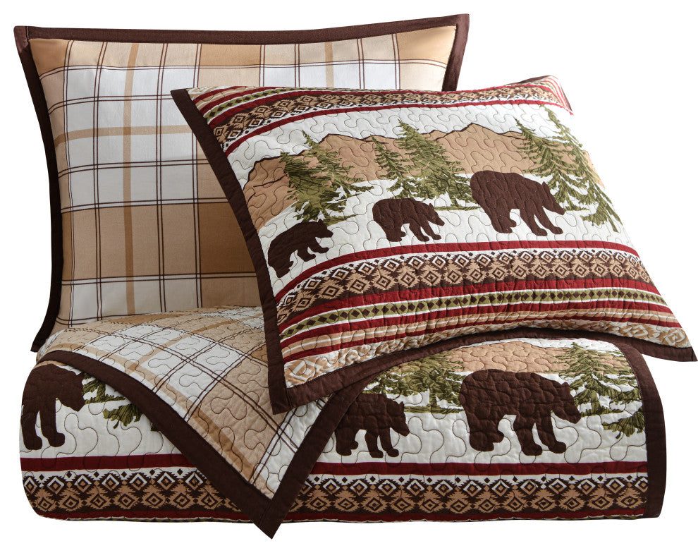 Bear Trail Reversible Quilt Set, 3 Piece, King