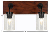 Oxbridge 2-Light Bath Bar, Matte Black & Painted Wood-look Metal/Clear Bubble