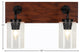 Oxbridge 2-Light Bath Bar, Matte Black & Painted Wood-look Metal/Clear Bubble