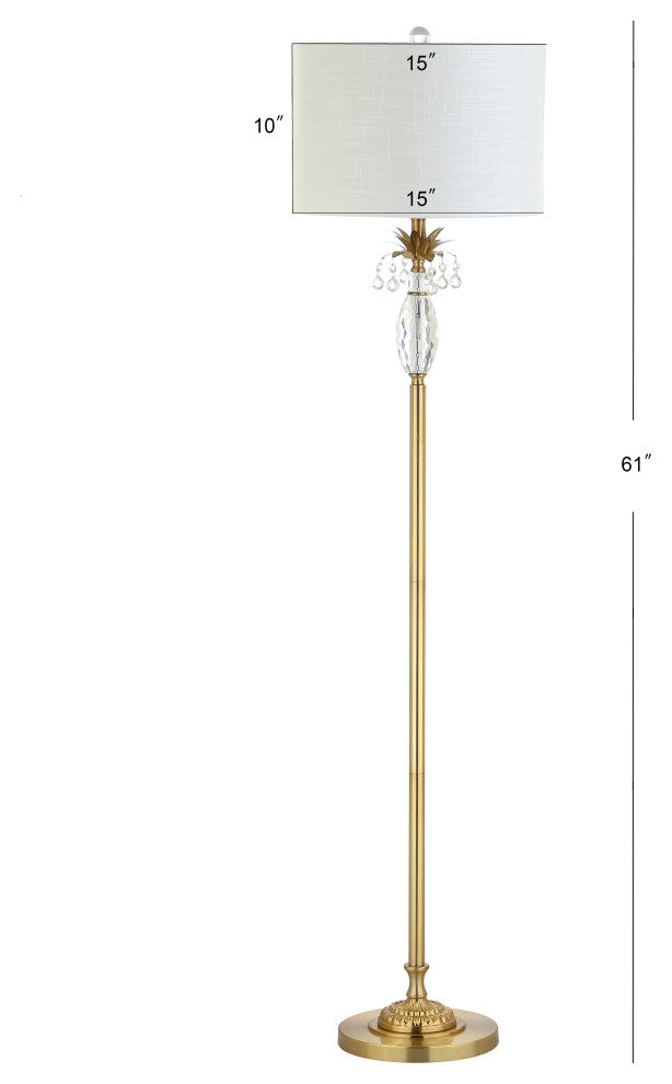 Adalyn 61" Crystal and Metal Floor Lamp, Clear and Brass Gold
