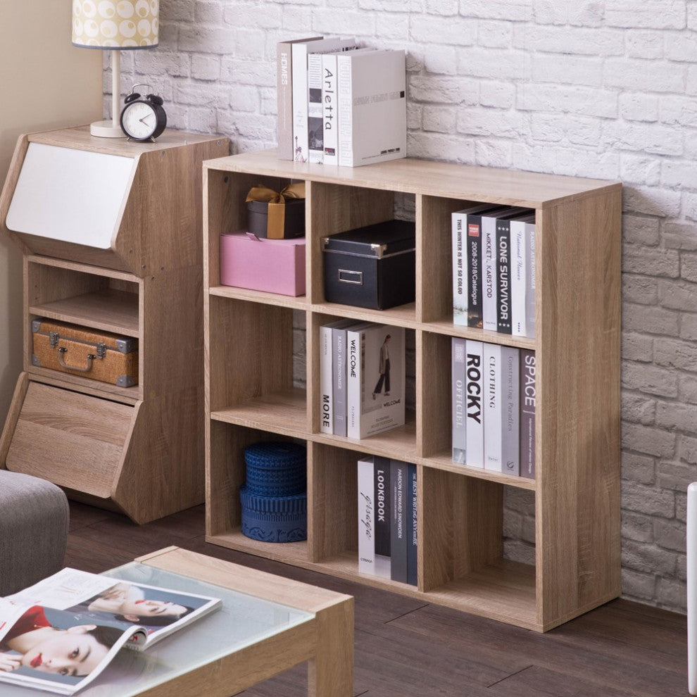 Natural Nine Grid Open Cube Storage Shelf