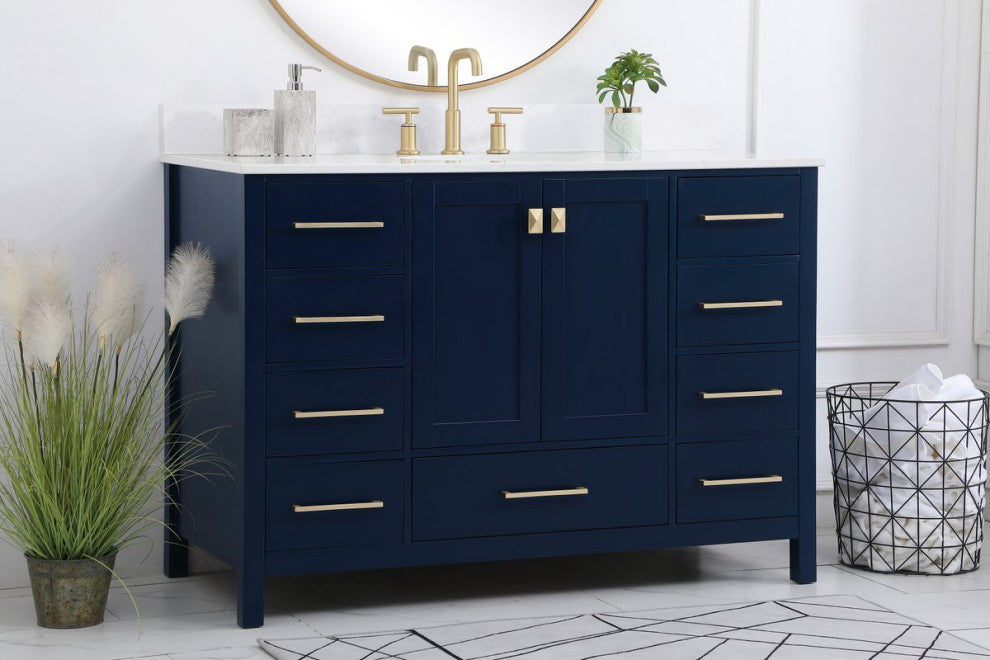Iris 48" Single Bathroom Vanity, Blue With Backsplash