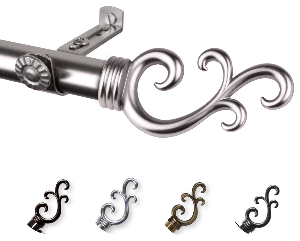 Bolton 13/16" Diameter Curtain Rod, Satin Nickel, 18-28"