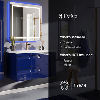 Eviva Joyous 39" Blue Wall Mounted Bathroom Vanity