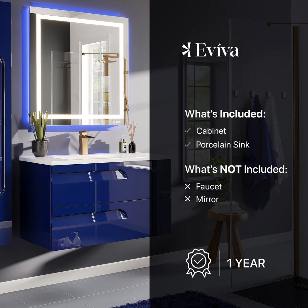 Eviva Joyous 39" Blue Wall Mounted Bathroom Vanity