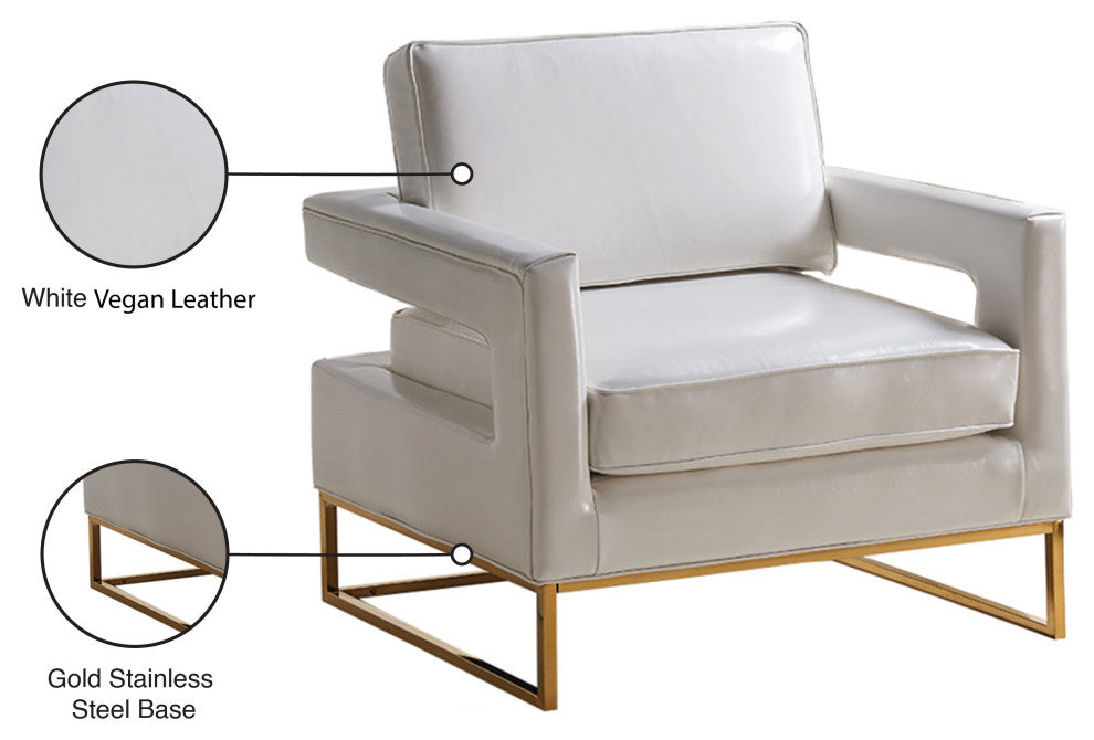 Amelia Faux Leather Accent Chair, White