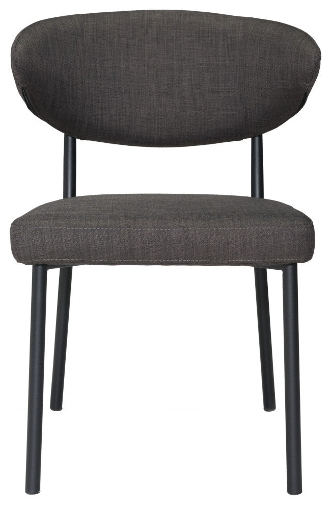 Set of Two Dark Gray Curved Dining Chairs