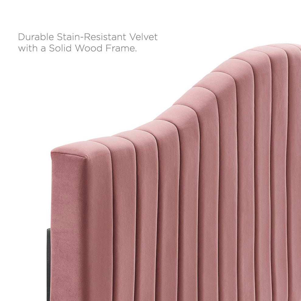 Tufted Platform Bed Frame, Queen Size, Velvet, Pink, Modern Contemporary