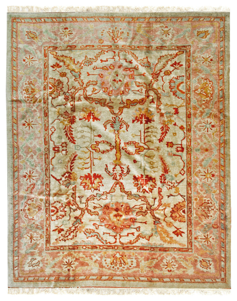 Beige Traditional All Over Oushak Area Rug
