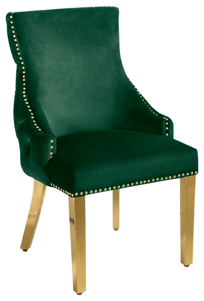 The Tuft Dining Chair, Green, Velvet, Set of 2