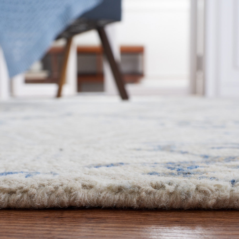 Safavieh Micro-Loop Mlp539M Damask Rug, Blue and Ivory, 8'0"x10'0"