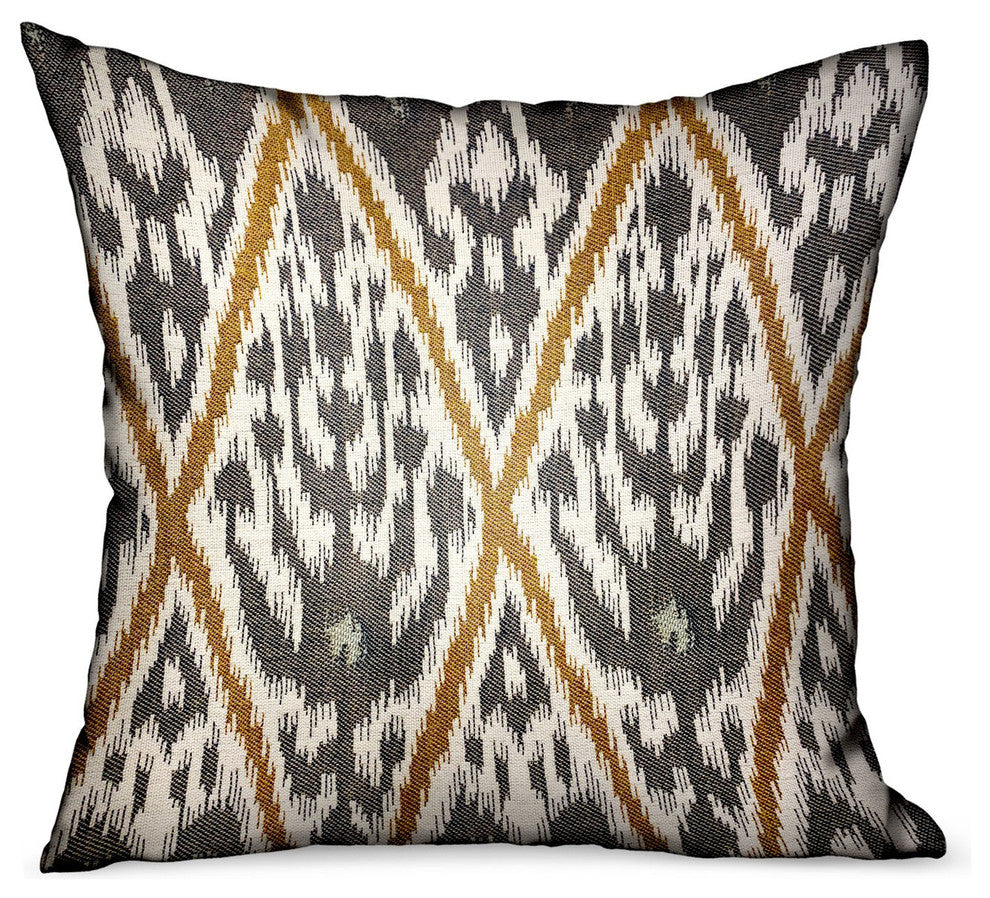 Plutus Isabis Plush Brown Ikat Luxury Outdoor/Indoor Throw Pillow, 16"x16"