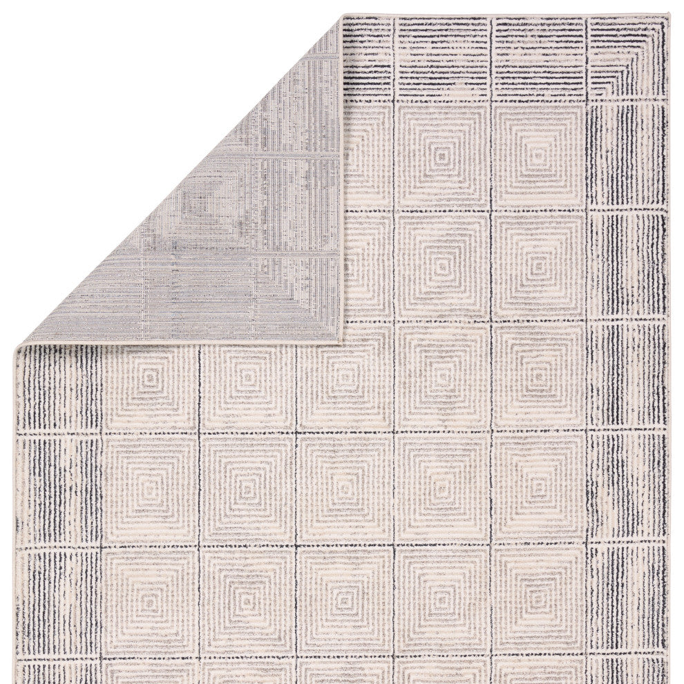 Label J Quadrant EVA03 Geometric Ivory Area Rug, 7'9"x9'9"