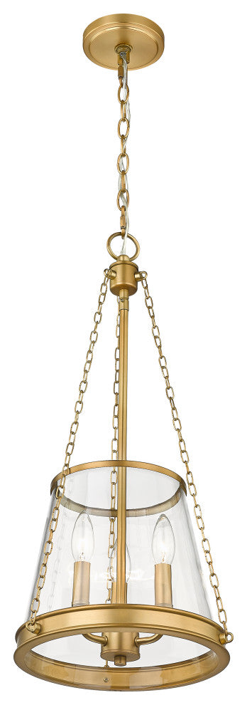 Z-LITE 341P12-RB 3 Light Pendant, Rubbed Brass