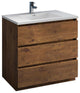 Fresca Lazzaro 36" Modern Wood Bathroom Cabinet with Integrated Sink in Brown