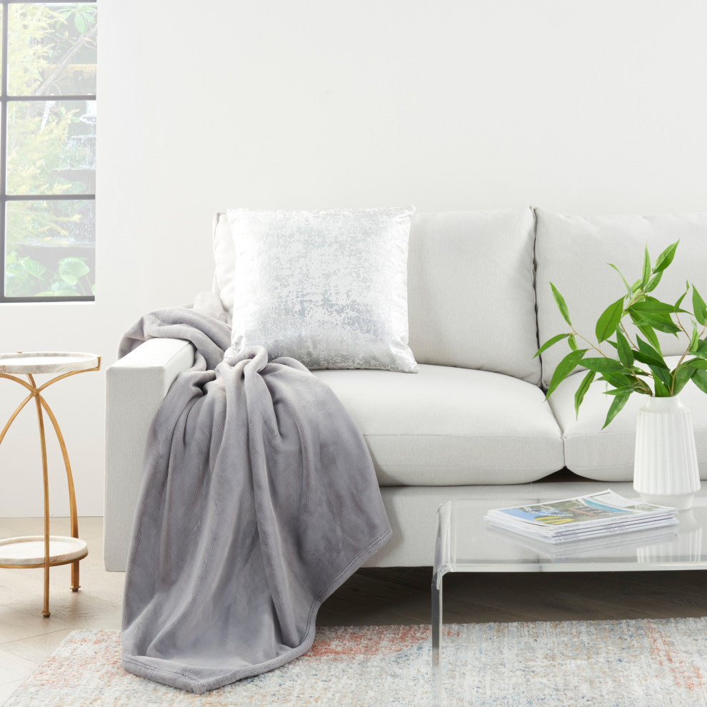 Mina Victory AP102 Throw Blanket, Light Grey, 50" x 70"