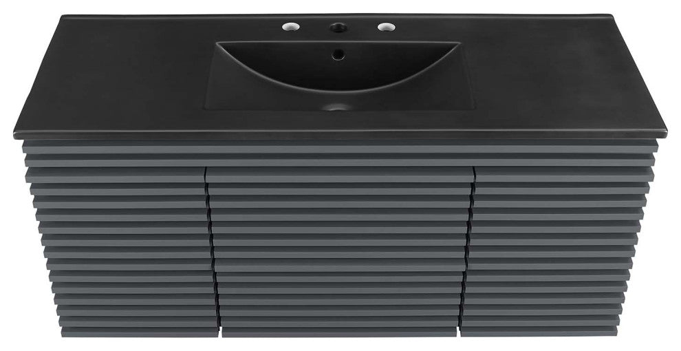 Render 48" Wall-Mount Bathroom Vanity, Gray Black