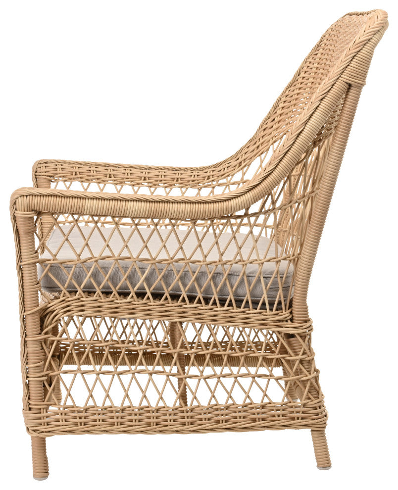 Dawn Chair With Cushion, Natural Finish, Sailcloth Seagull Upholstery