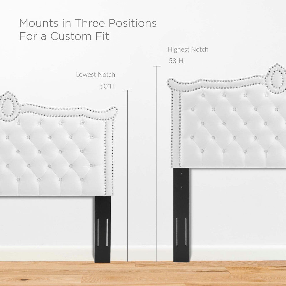 Louisa Tufted Performance Velvet Twin Headboard, White