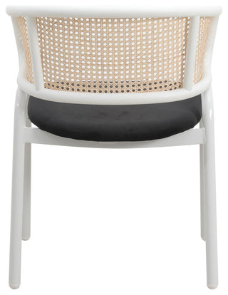 LeisureMod Ervilla Dining Armchair With White Steel Base, Black