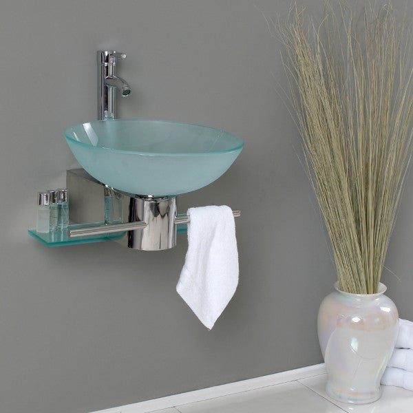 Cristallino Modern Glass Bathroom Vanity With Frosted Vessel Sink-FFT3072BN
