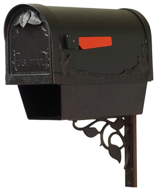 Floral Mailbox With Newspaper Tube & Floral Front Mailbox Mounting Bracket