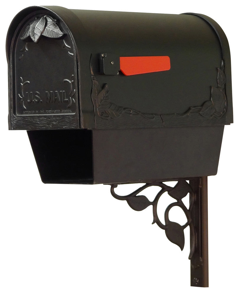 Floral Mailbox With Newspaper Tube & Floral Front Mailbox Mounting Bracket