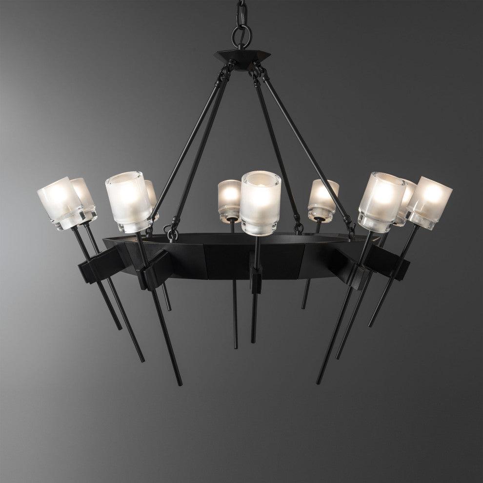 Echo 10-Light Circular Chandelier - Black - Cast Glass