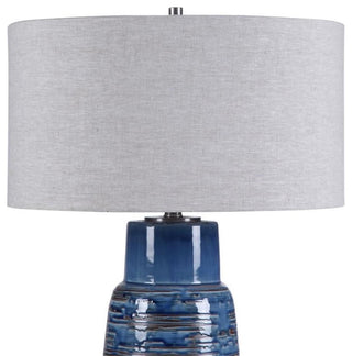 Uttermost Magellan Coastal Ceramic and Iron Table Lamp in Aged Indigo Blue